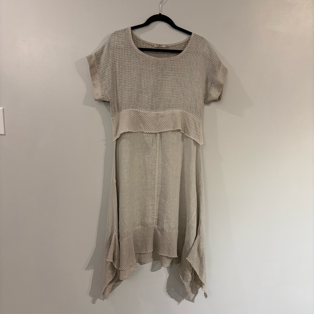 7 Agosto Linen dress flowy lagenlook whimsical made in Italy - Picture 3 of 16